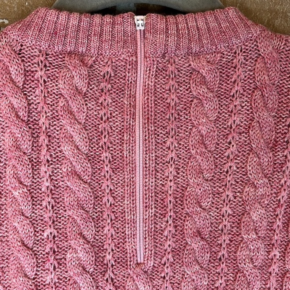 Vintage Dusty Pink Cable Knit Woolen Sweater Back Zip Authentic - Picture 10 of 12